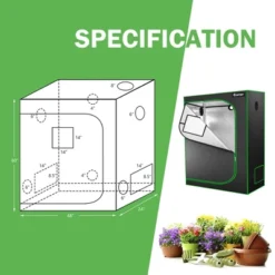 Costway 48''x24''x60'' Mylar Hydroponic Grow Tent W/Observation Window & Floor Tray GrayBlack -Costway GUEST 56f8cb8c 38a0 4fb0 a6d4 d6d0999233e6