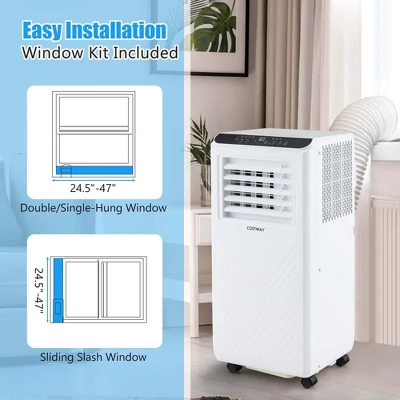 Costway 8000 BTU Portable Air Conditioner 3 -in-1 Air Cooler Dehumidifier Fan 24H Timer 5000 BTU(8000BTU ASHRAE) 11 Costway 8000 BTU Portable Air Conditioner 3 -in-1 Air Cooler Dehumidifier Fan 24H Timer 5000 BTU(8000BTU ASHRAE) - Image 9