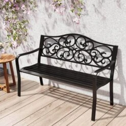 Costway 50" Porch Bench With Ergonomic Backrest & Armrests Floral Patterns Curved 21 Costway 50" Porch Bench With Ergonomic Backrest & Armrests Floral Patterns Curved -Costway GUEST 5741cc21 0916 484c 887a e27a29d8f1df
