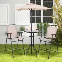 Costway 4PCS Patio Bistro Set Folding Counter Height Chairs Round Bar Table& Umbrella 15 Costway 4PCS Patio Bistro Set Folding Counter Height Chairs Round Bar Table& Umbrella -Costway GUEST 575b9886 8c0e 4a2e 808a 3ad395c2dab6