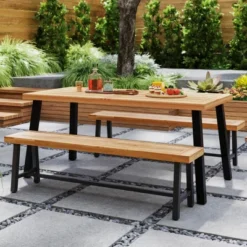 Costway 63" Long Outdoor Acacia Wood Bench Seats Up To 3 Persons For Garden Porch -Costway GUEST 575fa558 7489 457b b4e0 de849e3191a8