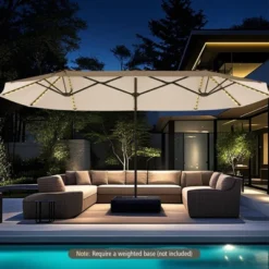 Costway 15.5 FT Extra-Large Patio Umbrella With LED Solar Lights & 12 Heavy-Duty Ribs Beige/Orange/Brown/Gray/Navy/Red -Costway GUEST 57bfa296 2235 439d a358 90bcad346933