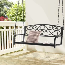 Costway Outdoor 2-Person Metal Porch Swing Hanging Patio Bench 485 Lbs Capacity BlackBrown 23 Costway Outdoor 2-Person Metal Porch Swing Hanging Patio Bench 485 Lbs Capacity BlackBrown -Costway GUEST 57d9718c 763a 432f b729 42fe685112d3