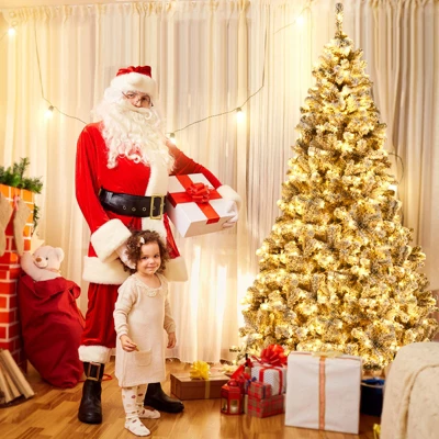 Costway Prelit 7.5ft Christmas Tree Flocked Xmas Snowy Tree 450 LED Lights 3 Costway Prelit 7.5ft Christmas Tree Flocked Xmas Snowy Tree 450 LED Lights