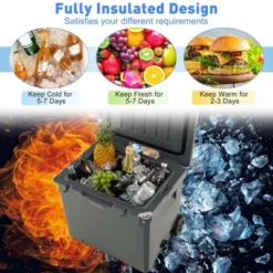 Costway 42 Qt Portable Cooler Roto Molded Ice Chest Insulated 5-7 Days With Wheels Handle Charcoal/Tan -Costway GUEST 5825b288 604c 43bc abce e0dad00bc368