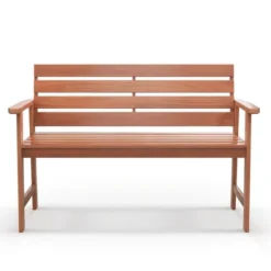 Costway Patio Solid Wood Bench Wood 2-Seat Chair With Slatted Seat & Inclined Backrest -Costway GUEST 58dbb46c 6a7c 4881 939e 3c55d3eb93ca