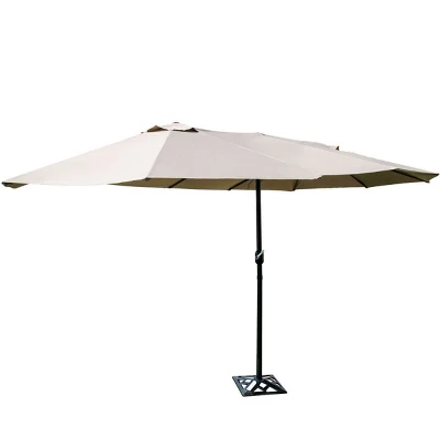 Costway 15' Market Outdoor Umbrella Double-Sided Twin Patio Umbrella With Crank Beige 8 Costway 15' Market Outdoor Umbrella Double-Sided Twin Patio Umbrella With Crank Beige - Image 6