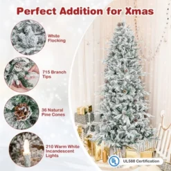 Costway 6 FT/7.5FT Pre-Lit Christmas Tree Snow Flocked Hinged With 715/1107 Branch Tips & 210/350 Lights -Costway GUEST 590c989e aa78 4908 8882 b5283eb176ed
