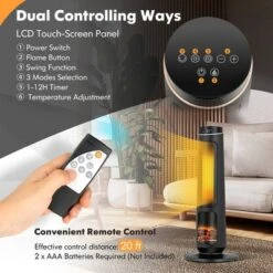 Costway 1500W Electric Space Heater PTC Fast Heating Ceramic Heater 3D Realistic Flame Black -Costway GUEST 592238ac b0c5 4a91 ae74 de43d782ddf1