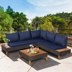 Costway 4PCS Patio Rattan Furniture Set Cushioned Loveseat W/Wooden Side Table 17 Costway 4PCS Patio Rattan Furniture Set Cushioned Loveseat W/Wooden Side Table -Costway GUEST 599fb253 683e 45cc 9092 99450aa60c74