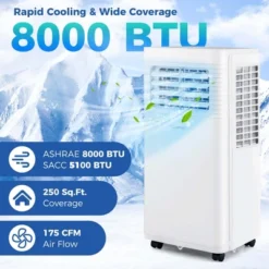 Costway Portable Air Conditioner 9000 BTU 3 In 1 AC Unit With Fan Dehumidifier Sleep Mode 6250 BTU(9000BTU ASHRAE) -Costway GUEST 59c41462 e646 42d6 a073 5c669b7da669