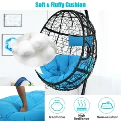 Hammock Chair With Stand Hanging Cushioned Swing Egg Chair For Indoor BlueRed -Costway GUEST 59fd1e87 5c15 4058 b6e7 a3f47eb55043