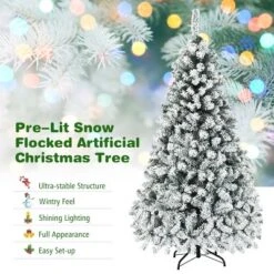 Costway 6ft/7.5ft/9ft Pre-Lit Premium Snow Flocked Hinged Artificial Christmas Tree With 250 Lights/450 Light/550 Lights -Costway GUEST 5a56f491 48aa 4749 808b d16f40d9670f