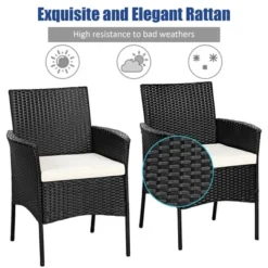 Costway Patio Rattan Arm Dining Chair Cushioned Sofa Furniture Black -Costway GUEST 5aabada1 9c8b 44e7 a31a 16d08bb7428f