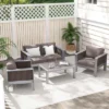 Costway Patio Aluminum Loveseat Sofa Outdoor Furniture Set With Thick Back & Seat Cushions Grey