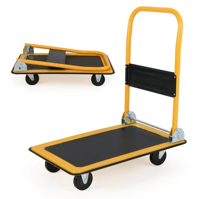 Costway 330lbs Platform Cart Dolly Foldable Moving Warehouse Push Hand Truck Blue/Yellow 3 Costway 330lbs Platform Cart Dolly Foldable Moving Warehouse Push Hand Truck Blue/Yellow