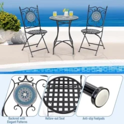 Costway Set Of 2/4 Mosaic Chairs For Patio With Decorative Backrest Heavy-Duty Frame -Costway GUEST 5b1d3eef 8478 4e68 9c4e 6b51443996a6