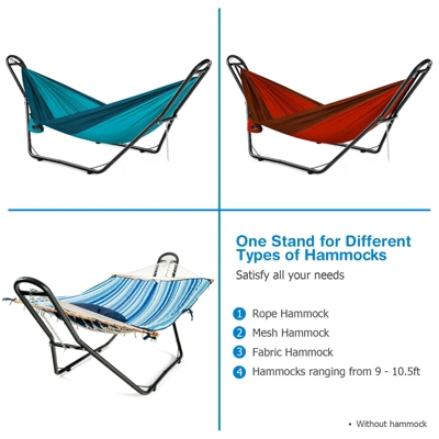Costway Hammock Stand Heavy Duty Steel Frame Hanging Hooks Indoor Outdoor 9 Costway Hammock Stand Heavy Duty Steel Frame Hanging Hooks Indoor Outdoor - Image 7
