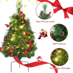 Costway Set Of 2 Pre-lit Christmas Trees 24in Battery Powered Pathway Outdoor Decoration -Costway GUEST 5c06ad90 1943 47b0 bb34 758fa1dc9cbb