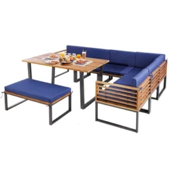 Costway 8pcs Patio Acacia Wood Dining Table & Ottoman Sofa Chair Set Outdoor Furniture 16 Costway 8pcs Patio Acacia Wood Dining Table & Ottoman Sofa Chair Set Outdoor Furniture -Costway GUEST 5c0dc1c9 034f 4fba 8eff 2730f7bcae01