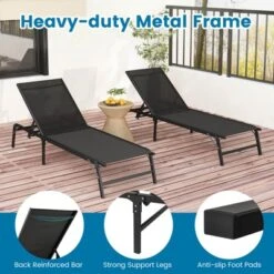 Costway 1/2 PCS Reclining Lounge Chairs Folding Patio Recliner Chair With 5-position Backrest Gray/Black -Costway GUEST 5c3f199f 3739 4a0f a20e 6b9c2e9e703a