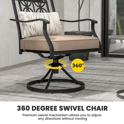 Costway Patio Swivel Chair Outdoor Bistro Dining Chair Blossom Pattern Backrest 8 Costway Patio Swivel Chair Outdoor Bistro Dining Chair Blossom Pattern Backrest - Image 6