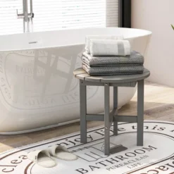 Costway Patio 18'' Adirondack Round Side Table All Weather HDPE End Table Outdoor Grey -Costway GUEST 5caafc55 4205 4219 9080 9788e4e849b8