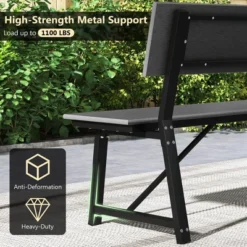 Costway 1/2 PCS 4-Person Bench With All-Weather HDPE Seat & Back Heavy-Duty Metal Support Grey 17 Costway 1/2 PCS 4-Person Bench With All-Weather HDPE Seat & Back Heavy-Duty Metal Support Grey -Costway GUEST 5cb3b935 4aaa 423a 9b08 88bd2592bf35