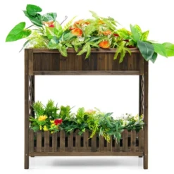 Costway 2-Tier Wood Raised Garden Bed Elevated Planter Box For Vegetable, Fruit, Herb -Costway GUEST 5cc0b901 d9d4 459f 9889 ba341423defa