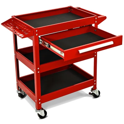 Three Tray Rolling Tool Cart Mechanic Cabinet Storage ToolBox Organizer W/Drawer 8 Three Tray Rolling Tool Cart Mechanic Cabinet Storage ToolBox Organizer W/Drawer - Image 6