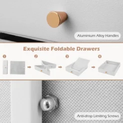 Costway Makeup Organizer Cart With 2 Storage Drawers & Lockable Wheels For Perfume, White -Costway GUEST 5cc5f595 aa8a 451c bbc8 20506660eba7