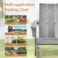 Costway Patio Adirondack Rocking Chair All Weather HDPE Porch Rocker 330lbs Grey Outdoor -Costway GUEST 5cdfe79d 3c13 45f8 800d 071b761e1004