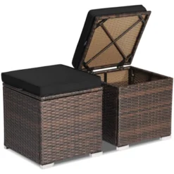 Costway 2PCS Patio Rattan Ottomans Seat Side Table Storage Box Footstool With Cushions Red/Grey/Black 27 Costway 2PCS Patio Rattan Ottomans Seat Side Table Storage Box Footstool With Cushions Red/Grey/Black -Costway GUEST 5d216736 a916 474e bd0b 1fd21e389aec