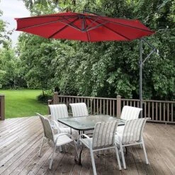 Costway 10' Hanging Umbrella Patio Sun Shade Offset Outdoor Market W/t Cross Base Burgundy 10 Costway 10' Hanging Umbrella Patio Sun Shade Offset Outdoor Market W/t Cross Base Burgundy -Costway GUEST 5d4772e9 b4a1 442c a5d1 5bd96b66cfa4