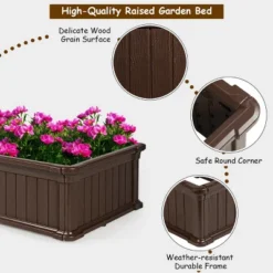 Costway 48''x24'' Raised Garden Bed Rectangle Plant Box Planter Flower Vegetable Brown -Costway GUEST 5d58fa79 43b1 4108 8cee 0b11bcbb4276