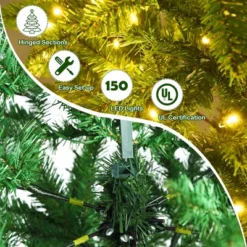 Costway 5/6/7 Ft Pre-lit Artificial Pencil Christmas Tree Hinged Fir PVC Tree With 150/250/350 LED Lights -Costway GUEST 5db60aa0 b81f 4640 87ff 5407f0c9408e