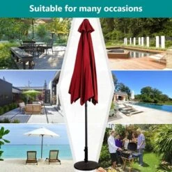 Costway 10FT Patio Umbrella 6 Ribs Market Steel Tilt W/ Crank Outdoor Garden Burgundy 15 Costway 10FT Patio Umbrella 6 Ribs Market Steel Tilt W/ Crank Outdoor Garden Burgundy -Costway GUEST 5dc43b60 372d 4458 ae49 5a90ef4b0ed1