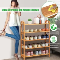 Costway 5-Tier Bamboo Shoe Rack FreeStanding Shoe Shelf Entryway Shoe Storage Organizer 15 Costway 5-Tier Bamboo Shoe Rack FreeStanding Shoe Shelf Entryway Shoe Storage Organizer -Costway GUEST 5e07ee66 a6fa 4c48 9a54 bf4fdeccc2ad