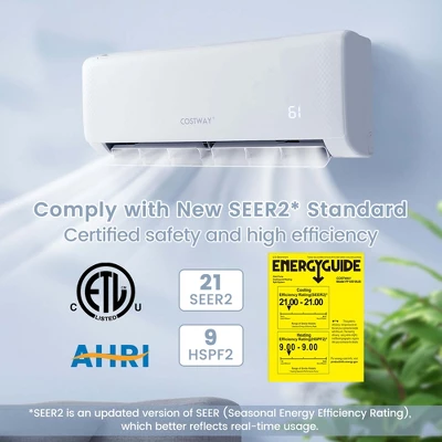 Costway 17,000 BTU Mini Split Air Conditioner AC Unit With Heat Pump & Remote Control 11 Costway 17,000 BTU Mini Split Air Conditioner AC Unit With Heat Pump & Remote Control - Image 9