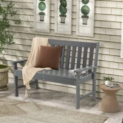 Costway Garden Bench All-Weather HDPE 2-Person Outdoor Bench For Front Porch Backyard -Costway GUEST 5e9f9165 77d8 4bbc 8f68 eacf90ca827a