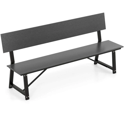 Costway 1/2 PCS 4-Person Bench With All-Weather HDPE Seat & Back Heavy-Duty Metal Support Grey 11 Costway 1/2 PCS 4-Person Bench With All-Weather HDPE Seat & Back Heavy-Duty Metal Support Grey - Image 9