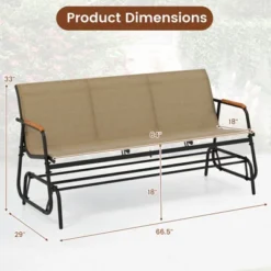 Costway Patio Glider Bench For 3 Swing Gliding Loveseat With Curved Teak Armrests For Porch -Costway GUEST 5eaef7a6 aab6 4e54 9e6f 11c19fcb2dbf