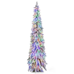 Costway 4 FT/5FT/6FT Pre-Lit Slim Christmas Tree Flocked Xmas Decoration 11 Modes 100 LED Lights 25 Costway 4 FT/5FT/6FT Pre-Lit Slim Christmas Tree Flocked Xmas Decoration 11 Modes 100 LED Lights -Costway GUEST 5ef08fe9 e066 4a11 873a 0076ea704455