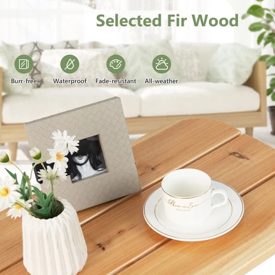 Costway 2PCS Patio Wooden Rocking Chair Bistro Set High Backrest W/Folding Side Table 8 Costway 2PCS Patio Wooden Rocking Chair Bistro Set High Backrest W/Folding Side Table - Image 6