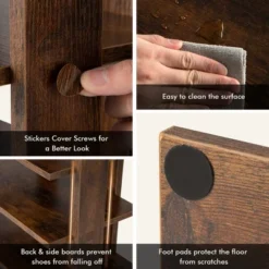 Costway Patented 7-Tier Double Rows Shoe Rack Vertical Wooden Shoe Storage Organizer Rustic White/Brown -Costway GUEST 5f3b1dd0 930a 48d8 bafe 6143f49c1daa