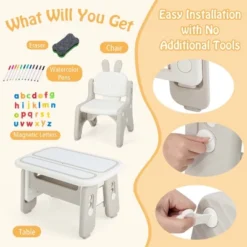 Costway Kids Drawing Table & Chair Set Graffiti Toddlers Art Activity Table & Chair -Costway GUEST 5f74c587 3701 4639 b7d8 2316a04207ce