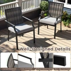 Costway Patio Wicker Chairs Set Of 2/4 Stackable Rattan Armchairs With Removable Cushions -Costway GUEST 5f7b9c40 1d93 4a15 9dea c41b319d1d07