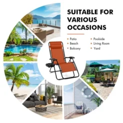 Costway Folding Zero Gravity Reclining Lounge Chairs Beach Patio With Utility Tray Orange 17 Costway Folding Zero Gravity Reclining Lounge Chairs Beach Patio With Utility Tray Orange -Costway GUEST 5f90b469 190b 478d 8a17 d37bef725323