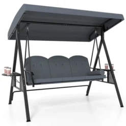 Costway 3-Seat Patio Swing Chair With Adjustable Canopy Thickened Cushions Pillow Navy/Gray 22 Costway 3-Seat Patio Swing Chair With Adjustable Canopy Thickened Cushions Pillow Navy/Gray -Costway GUEST 5f92ffd7 9b7c 434e a0aa a7633e0d5b16