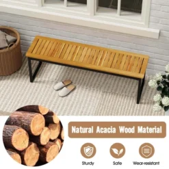 Costway 51" Wooden Outdoor Bench Patio Dining Bench With Acacia Wood Seat Natural -Costway GUEST 5f9b26ef d1da 4fc9 acec 817e204ae9e3